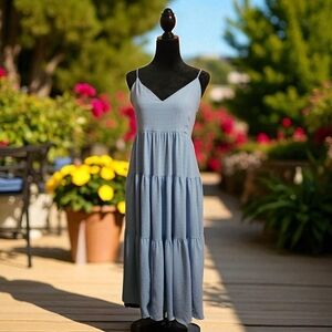 Karlie Solid Tiered Tank Maxi Dress Sz Large